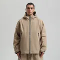 Men's hooded khaki ski jacket with waterproof zippers and adjustable windproof cuffs - S / Khaki