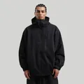 Men's loose black waterproof ski jacket with hood and functional utility pockets - XS / Black