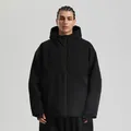 Men's loose-fit waterproof black hooded ski jacket with adjustable cuffs and matte finish - S / Black