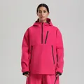Women's rose red pullover ski jacket with waterproof zippers and adjustable hood - XS / Rose Red