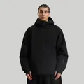 Men's professional black waterproof ski jacket with adjustable hood and sleeve pocket - S / Black