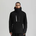 Schwarze Ski-Herrenjacke winddicht mit asymmetrischen Zippern und Kapuze - S / Oberteile / Schwarz