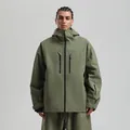 Army green professional waterproof ski suit with hooded jacket and loose cargo pants - S / Tops / Army Green