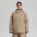 Women's beige ski pullover jacket and pants set with windproof waterproof fabric - XS / Khaki