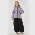 Lilac girls waterproof ski suit with rabbit ear hood and black windproof snow pants - Light Purple