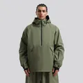 Men's military green hooded pullover ski jacket with kangaroo pocket and windproof cuffs - XS / Army Green