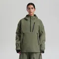 Women's waterproof olive green pullover ski jacket and pants set with hooded design - XS / Army Green