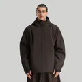 Dunkelbraune Ski-Herrenjacke mit Kapuze, wasserfestem Stoff und windfesten Daumenlochbündchen - Kaffeebraun
