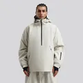 Waterproof cream-colored pullover ski jacket with hood and front pocket for winter sports - XS / Off White