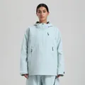 Women's mint green hooded pullover snowboard jacket and waterproof pants set - S / Light Blue