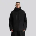 Men's professional black waterproof ski jacket with adjustable hood and functional pockets - Black