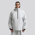 Chaqueta de esquí anorak gris claro para hombre con cremalleras impermeables y bolsillo - Gris claro