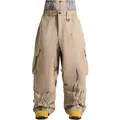 Khaki American-style ski pants with waist protection and black flame leg graphics - XS / Khaki