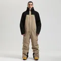 Men's professional one-piece ski suit in khaki and black, waterproof and windproof - S / Black/Khaki