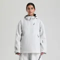 Damen Skijacke Schlupfjacke in Hellgrau mit wasserdichter Kapuze und Taschen - Hellgrau