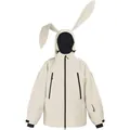 Kinder Ski-Kapuzenjacke in Cremeweiß mit süßen Hasenohren und mehreren Reißverschlüssen - XS / Beige