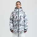 Women's hooded camouflage ski jacket with waterproof fabric and multi-pocket design - S / Top And Bottom / Camouflage Print (962)