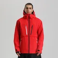 Waterproof red men's ski jacket with hood and functional pockets for outdoor winter sports - Red