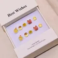 Faux ongles 3D faits main pour enfants dans une boîte cadeau blanche de qualité - S (Convient aux 3-5 ans) / Ours Bonne Nuit - Jaune