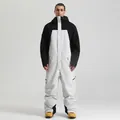 Men's waterproof one-piece ski suit in black and white color block design - S / Black & Light Gray