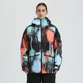 Women's waterproof ski jacket with vibrant graffiti print and adjustable hood feature - XS / Top And Bottom / Artistic Graffiti (963)
