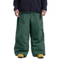 Men's loose dark green waterproof ski pants with large zippered cargo pockets - XS / Bottoms / Dark Green