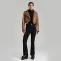 Combinaison de ski ajustée pour femme avec veste en peluche brune et pantalon noir - XS / Marron