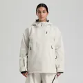 Beigefarbener Damen-Ski-Anorak mit Kapuze, wasserdicht mit mehreren Taschen - Beige