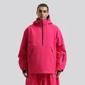 Anorak de esquí rosa impermeable para hombre y mujer con bolsillo frontal grande - Rosa rojo