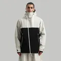 Veste de ski imperméable pour homme crème et noir avec aération découpée au laser - Crème/Noir