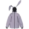 Kids lavender ski suit featuring a hooded jacket with cute rabbit ears and dual pockets - XS / Light Purple