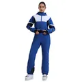 Professional women's one-piece blue ski suit, slim fit, windproof and waterproof - XS / Top And Bottom / Blue