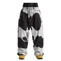 Waterproof cow print ski pants featuring a double-layered high waist and cargo pockets - Cow Pattern