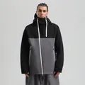 Veste de ski bicolore noir et gris pour homme avec col montant coupe-vent et capuche - Noir et Gris