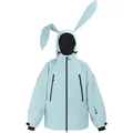 Light blue children's ski jacket featuring cute bunny ears and waterproof fabric - XS / Light Blue