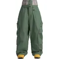 Olive green waterproof ski pants with adjustable waist straps and loose cargo pockets - Army Green
