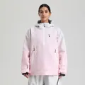Damen-Skijacke im Oversized-Stil mit pink-weißem Colorblocking und Kapuze - Rosa Farbverlauf