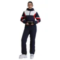 Women's navy blue one-piece ski suit with slim fit design and waterproof thermal fabric - XS / Top And Bottom / Navy Blue