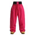 Waterproof wide-leg ski pants in magenta pink featuring an elastic drawstring waistband - Rose Red