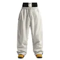 Loose fit light gray waterproof ski pants with a black layered drawstring waist and wide legs - Off White