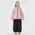 Kids' pink waterproof ski jacket and black windproof pants set for winter sports - Light Pink