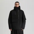 Veste de ski noire imperméable coupe large avec poches tactiques pour sports d'hiver - Noir