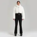 Combinaison de ski femme avec veste blanche en fausse fourrure et pantalon noir ajusté - XS / Haut Et Bas / Blanc