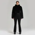 Combinaison de ski noire pour femme avec veste en fourrure et pantalon ajusté avec ceinture GSO - XS / Haut Et Bas / Noir