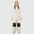Kids cream white waterproof ski bib pants with black reinforced knee pads and suspenders - 3 (90) / Beige