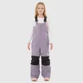 Lilac purple kids ski bib pants with black knee patches and reflective safety strips - 3 (90) / Grey Purple
