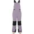 Kids grey-purple winter bib ski pants with black reinforced knee patches and straps - 3(90) / Grey Purple