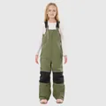 Kids grass green insulated ski bib with black knee patches and white reflective safety stripes - 3 (90) / Army Green