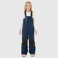 Salopette da sci blu navy imbottita per bambini con spalline regolabili e toppe nere - Blu navy