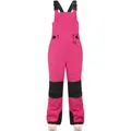 Kids pink and black color-block bib ski pants with waterproof fabric and knee pads - Rose Red